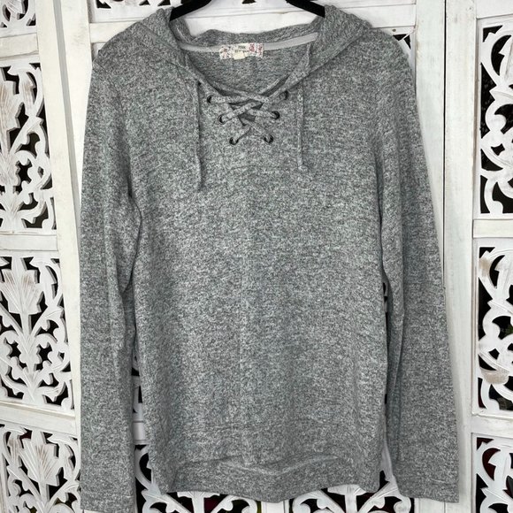 Pink Republic Gray Jersey Fleece Hooded Pullover
